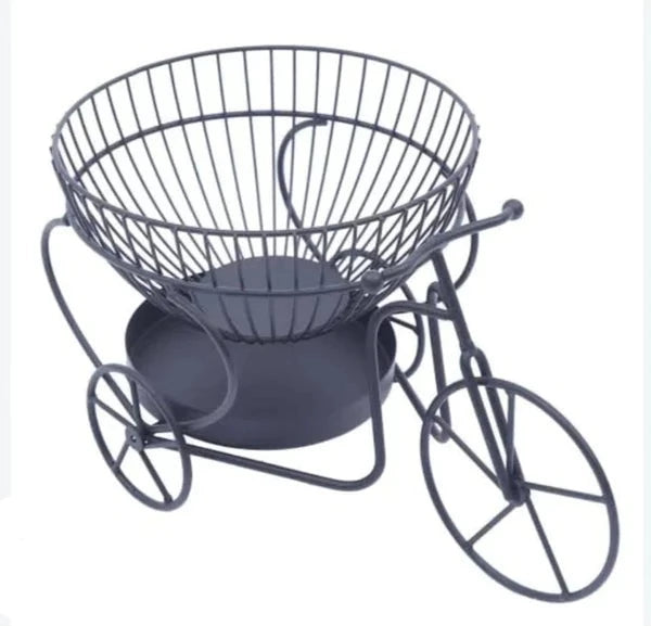 Tricycle Metal Fruit Basket, Double Layer Hollow Design Fruit Plate, Portable Kitchen Storage Countertops Shelf Rack, Metal Black Fruit And Vegetable Storage Stand, 2 Tier Metal Bread Basket Tricycle Metal Fruit Basket, Double Layer Hollow Design Fruit Plate, Portable Kitchen Storage Countertops Shelf Rack, Metal Black Fruit And Vegetable Storage Stand, 2 Tier Metal Bread Basket